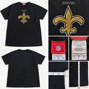 New Orleans Saints NFL Mens L Black Fleur De Lis Embroidered Logo T Shirt